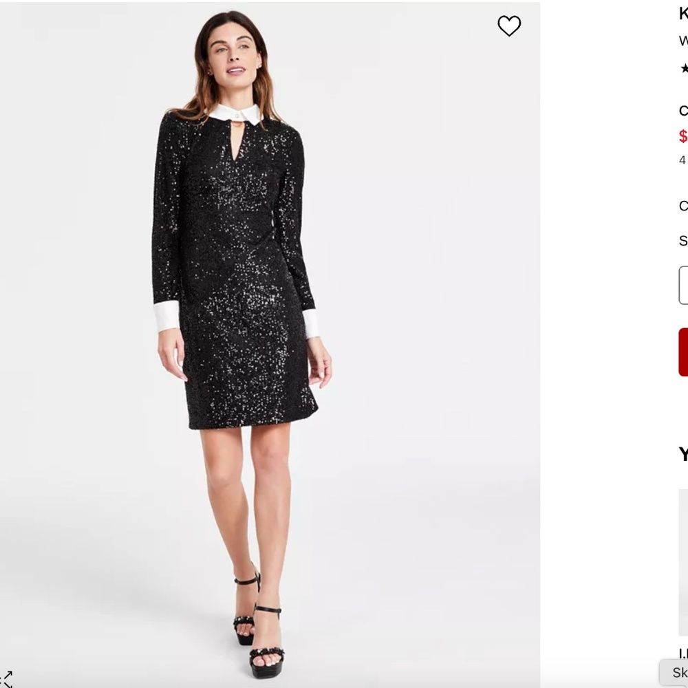 Karl Lagerfeld Paris Women's Collared Sequin French Cuff Dress